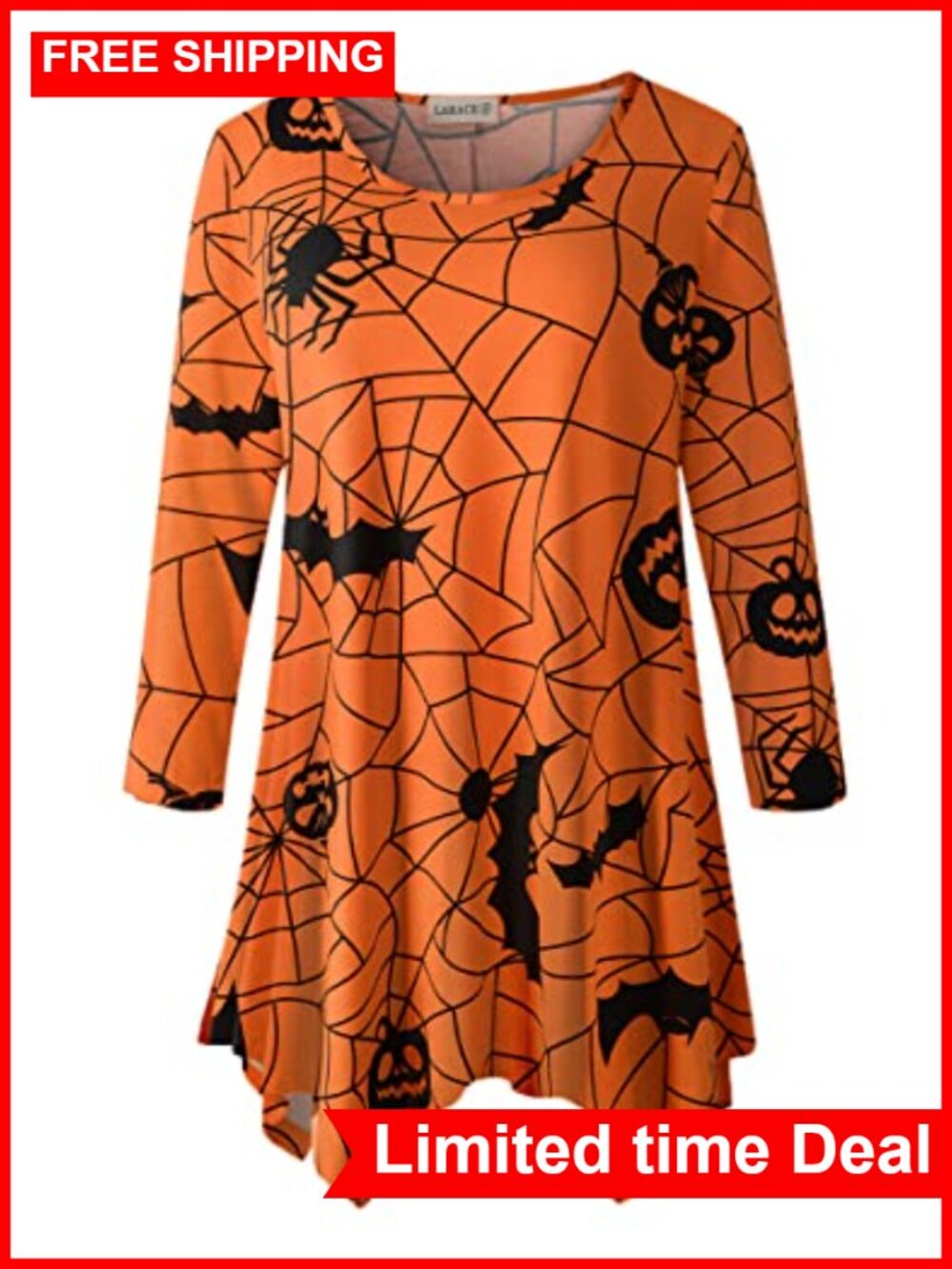 3/4 Sleeve Tunic Top Asymmetrical Hem Loose Fit Women's Shirt